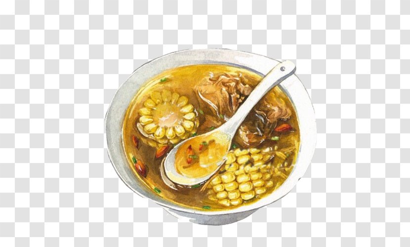 Soup Food Illustration - Drawing - Ribs Corn Hand Painting Material Picture Transparent PNG