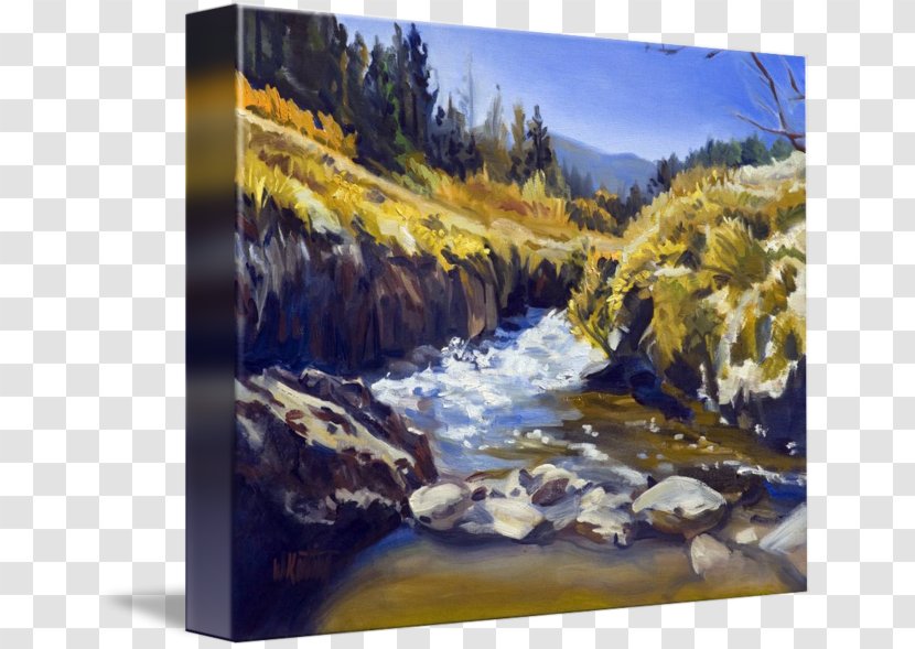 Watercolor Painting Fluvial Landforms Of Streams Gallery Wrap Acrylic Paint Transparent PNG