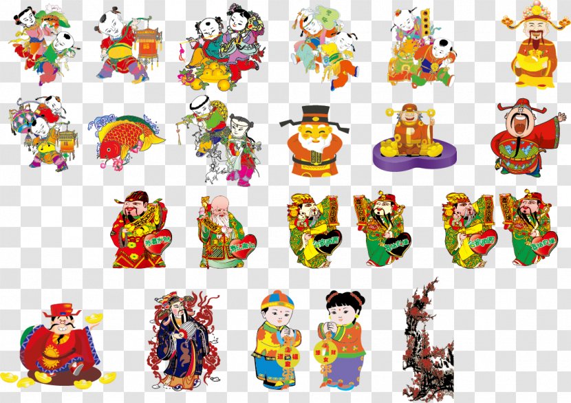 Chinese New Year Euclidean Vector Illustration - Picture - Style Cartoon Characters Transparent PNG