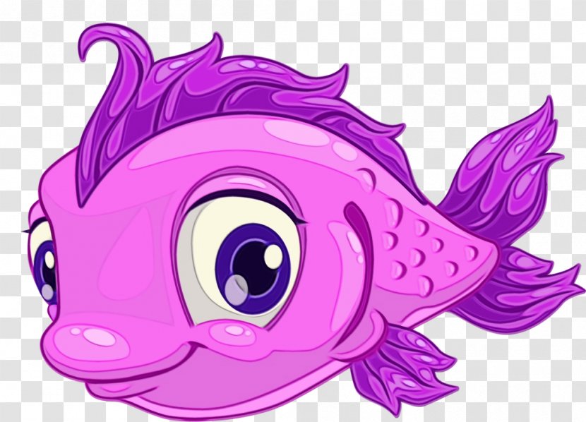 Pink Purple Cartoon Violet Clip Art - Fish Magenta Transparent PNG