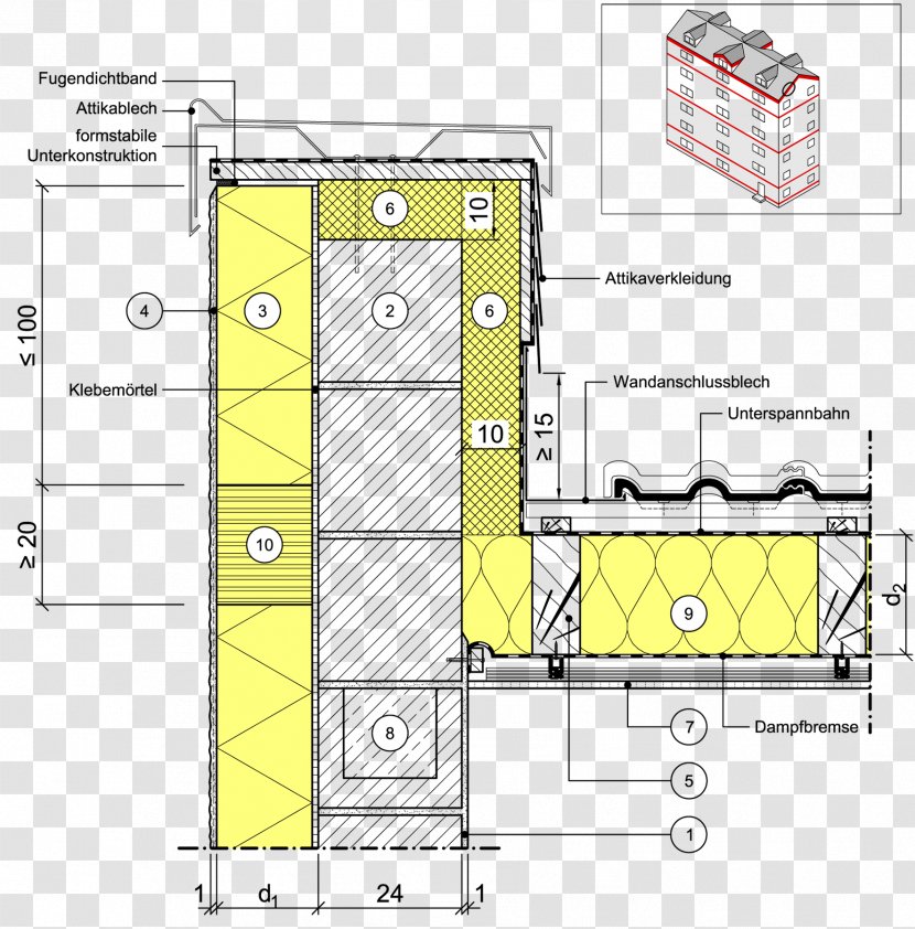 Steildach Roof Exterior Insulation Finishing System Brandschutzstreifen Masonry Veneer - Attic - Atlastim At 32 Transparent PNG