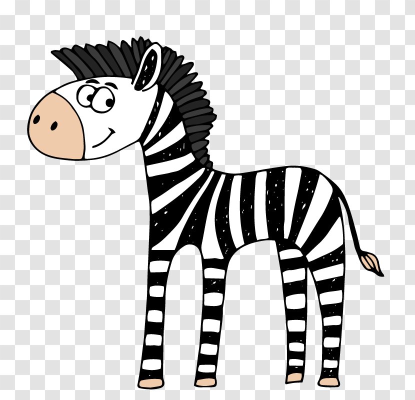 Quagga Black And White Zebra Cartoon Clip Art - Wildlife - Stripes Transparent PNG