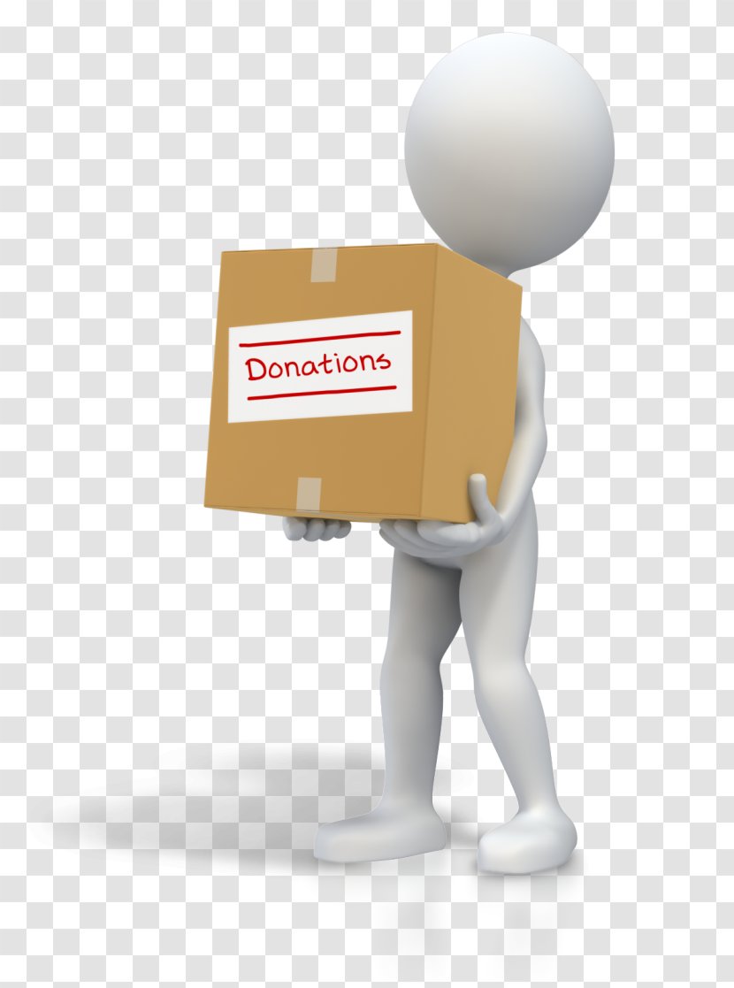 Donation Stick Figure Box Clip Art - Cardboard - Carrying Tools Transparent PNG