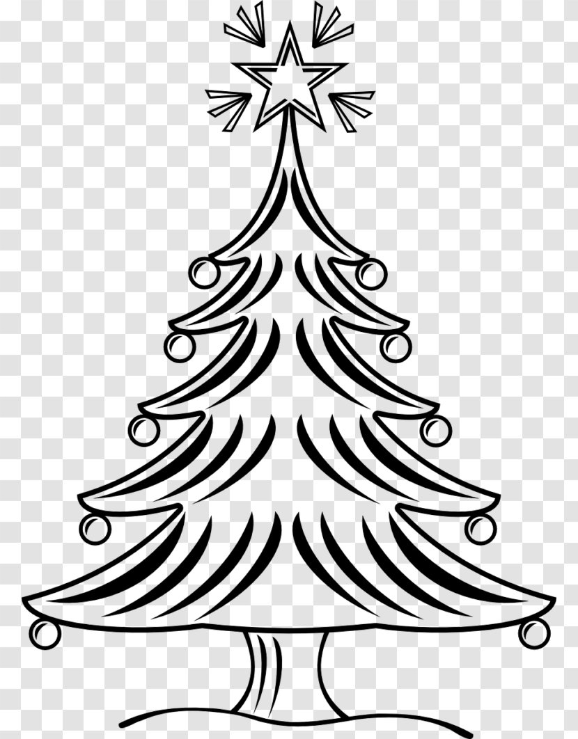 Christmas Tree Drawing Clip Art - Black And White Transparent PNG