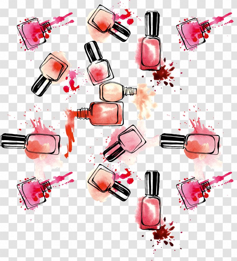 Nail Polish Cosmetics Lipstick - Vector Hand Colored Transparent PNG