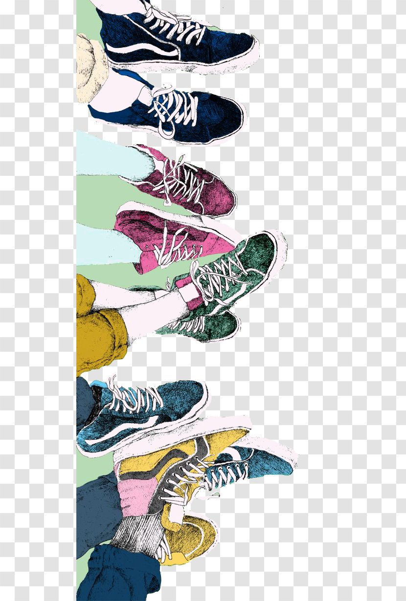 Vans Sneakers Drawing Shoe Illustration - Art - Hand-painted Male Women Wear Shoes Transparent PNG