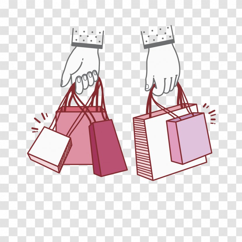 Paper Bag Drawing Shopping - Red - Pink Transparent PNG