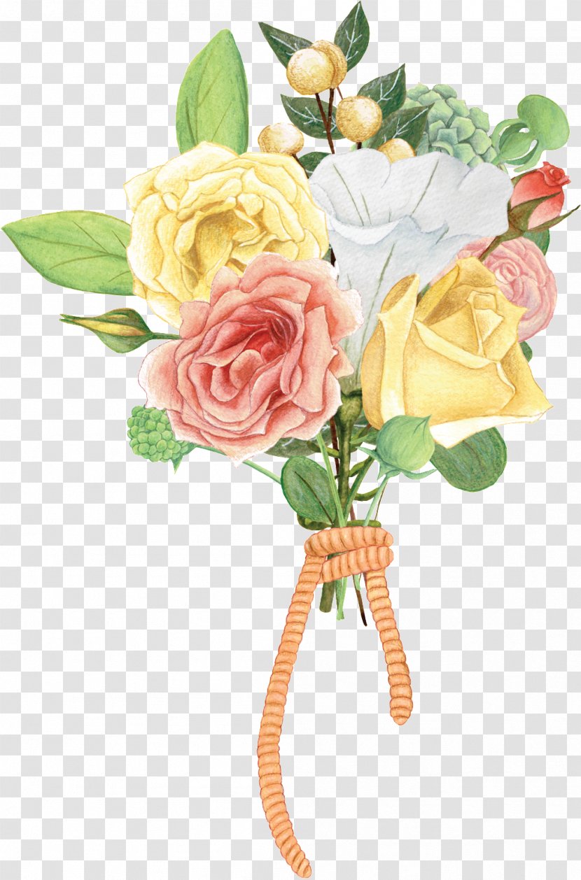 Flower Bouquet Nosegay Floral Design - Peach - Garden Roses Transparent PNG