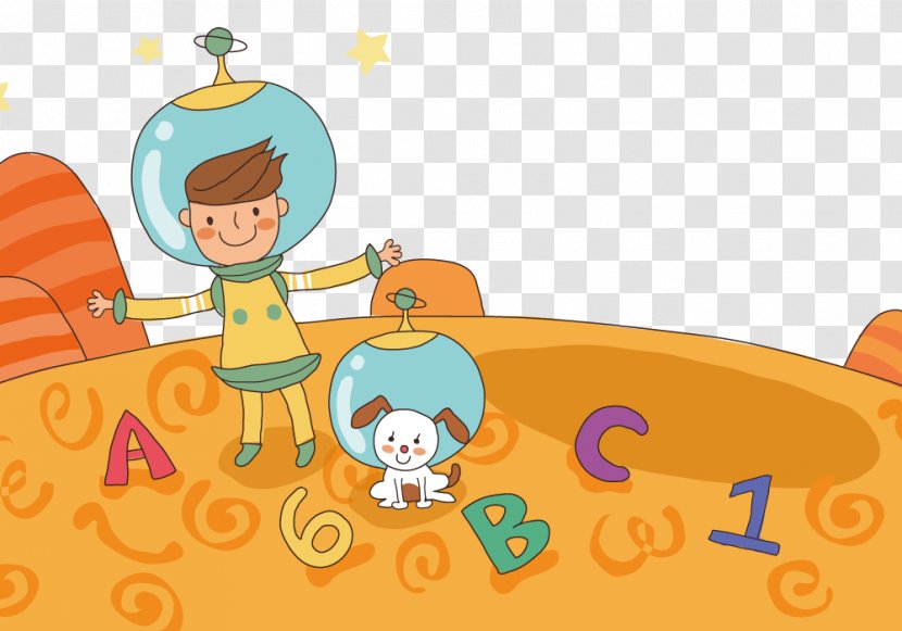 Childrens Drawings Puzzle Illustration - Android Application Package - Space Boy And Dog Transparent PNG