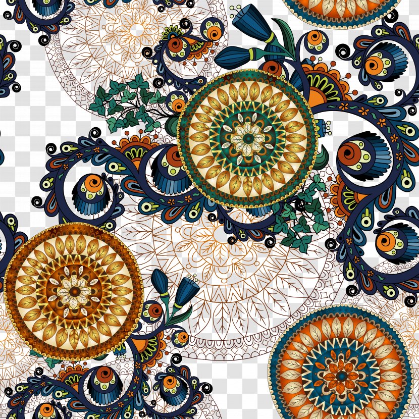 Paper Mandala Adhesive Ornament Wallpaper - Partition Wall - Fashion National Wind Pattern Transparent PNG