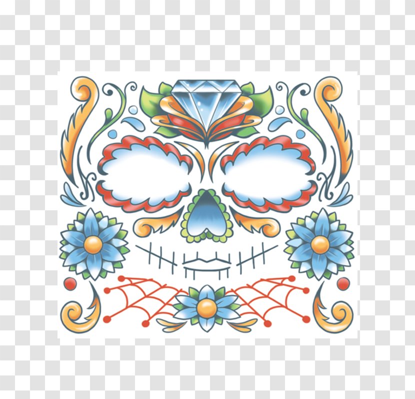 Calavera Skull Abziehtattoo Face - Halloween Transparent PNG