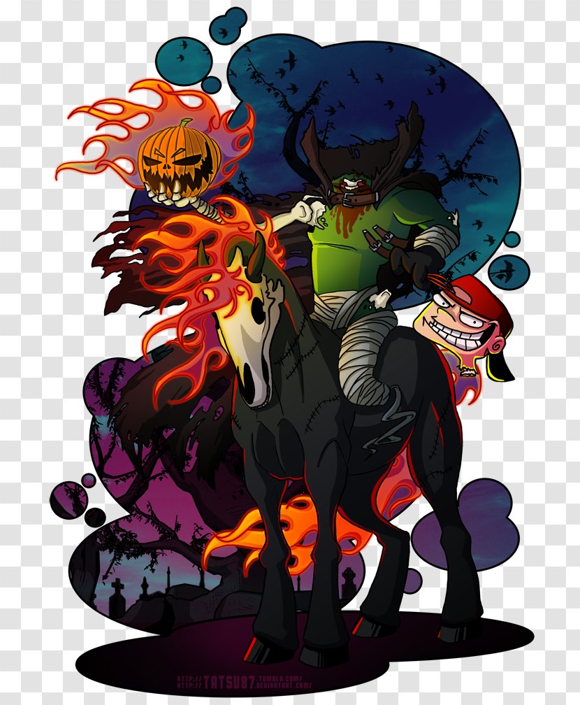 Cartoon Fan Art Drawing - Watercolor - Headless Horseman Transparent PNG