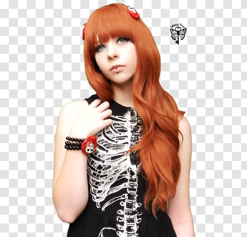 Red Hair Gothic Fashion Black Morticia Addams Bangs - Katia Winter Transparent PNG