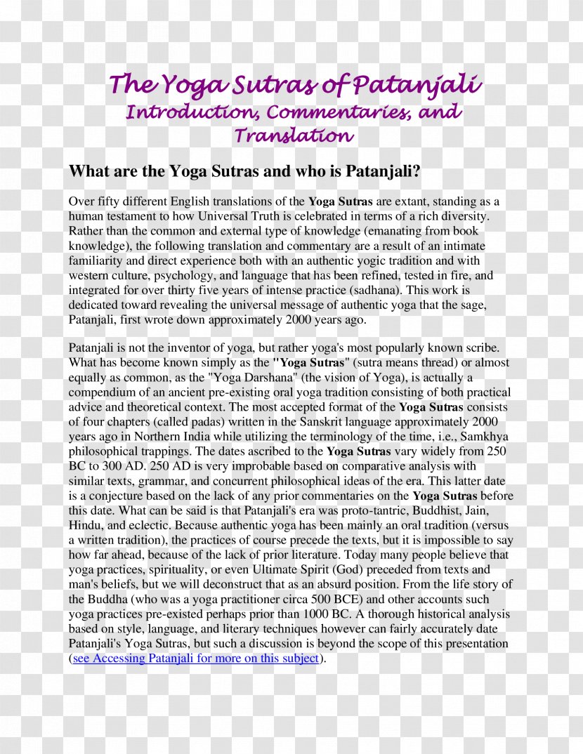 Yoga Sutras Of Patanjali As Exercise Essay - Paper Transparent PNG