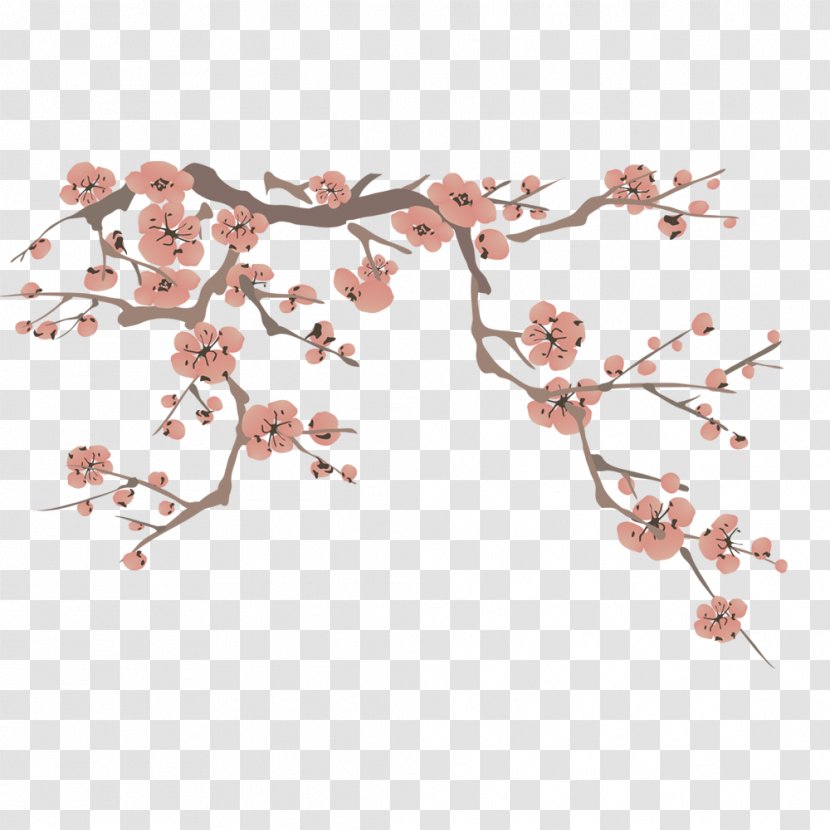 Plum Blossom Red Clip Art - Cherry - Flower Transparent PNG