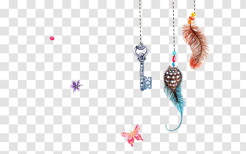 Bird Wallpaper - Body Jewelry - Hand-painted Hanging Feather Key Transparent PNG