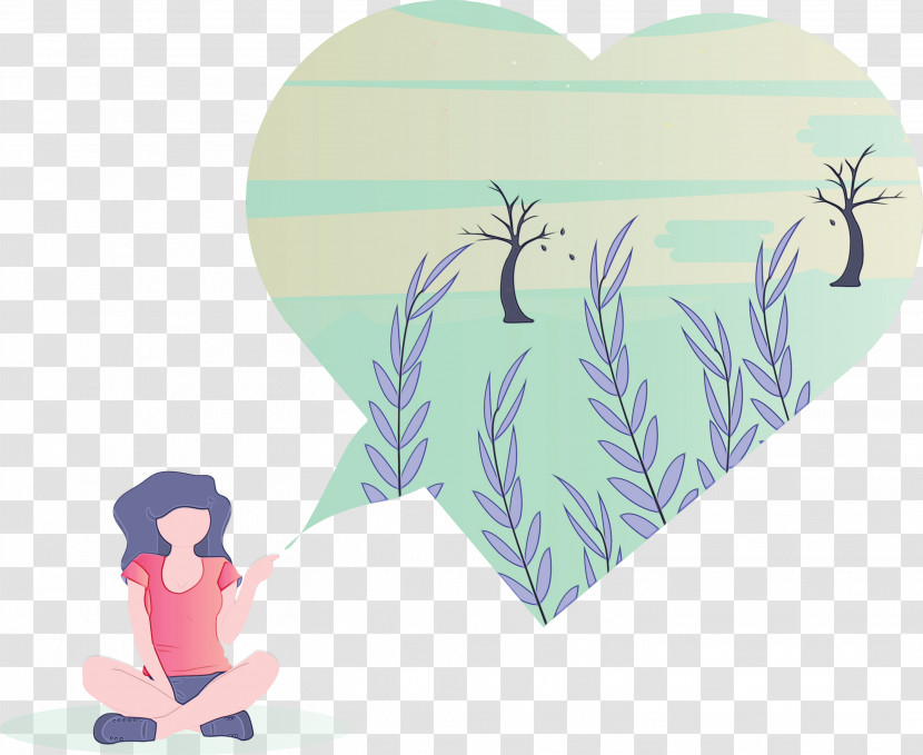 Cartoon Heart Grass Plant Gesture Transparent PNG