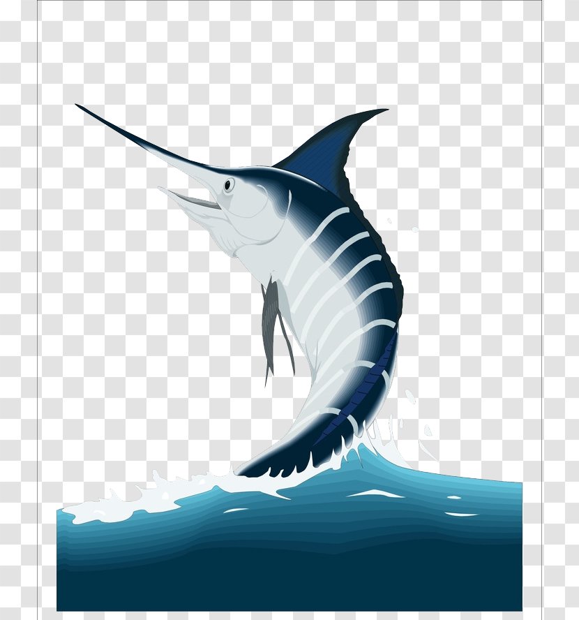 Swordfish Atlantic Blue Marlin - Seafood - Deep Sea Fish Painted Effect Element Transparent PNG