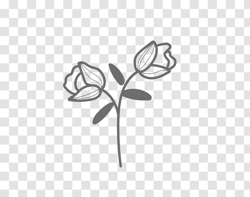 Leaf Flower Plant Branch Black-and-white - Stem Blackandwhite Transparent PNG