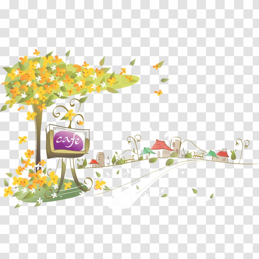 Autumn Flower Illustration - Material - Leaves Scatter Flowers Transparent PNG