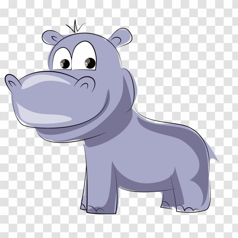 Dog Hippopotamus Cartoon Animal - Vertebrate - Cute Blue Hippo Transparent PNG