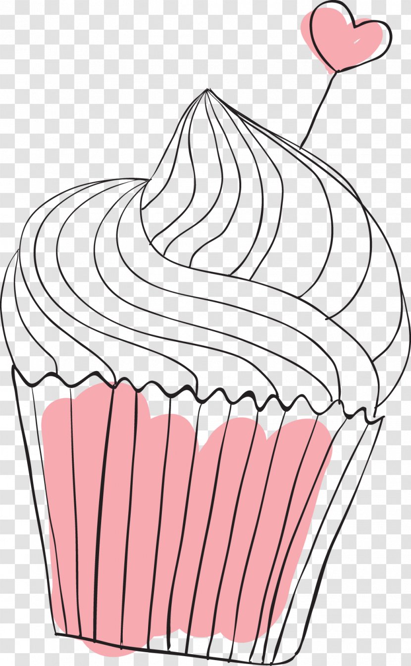 Wedding Cake Torte Cupcake - Black And White - Cartoon Transparent PNG