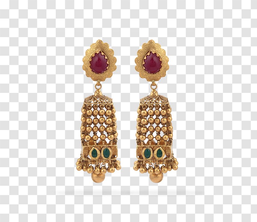 Earring Jewelry And Jewels Jewellery Costume Gemstone - Earrings - Gold Ruby Transparent PNG