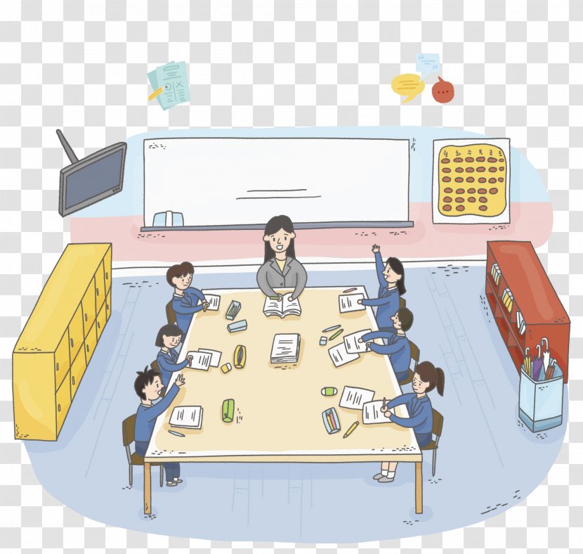 Cartoon Table Illustration - Play - Meeting Staff Transparent PNG