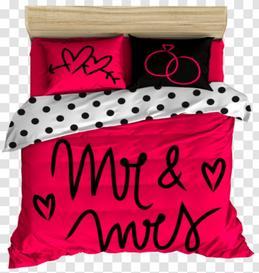 Textile Bed Sheets Pillow Duvet Cover Linens - Red - Mr. Mrs. Transparent PNG