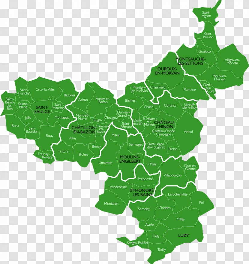 Montigny-en-Morvan Alligny-en-Morvan Saint-Hilaire-en-Morvan Châtillon-en-Bazois Château-Chinon (Campagne) - Green - Map Transparent PNG