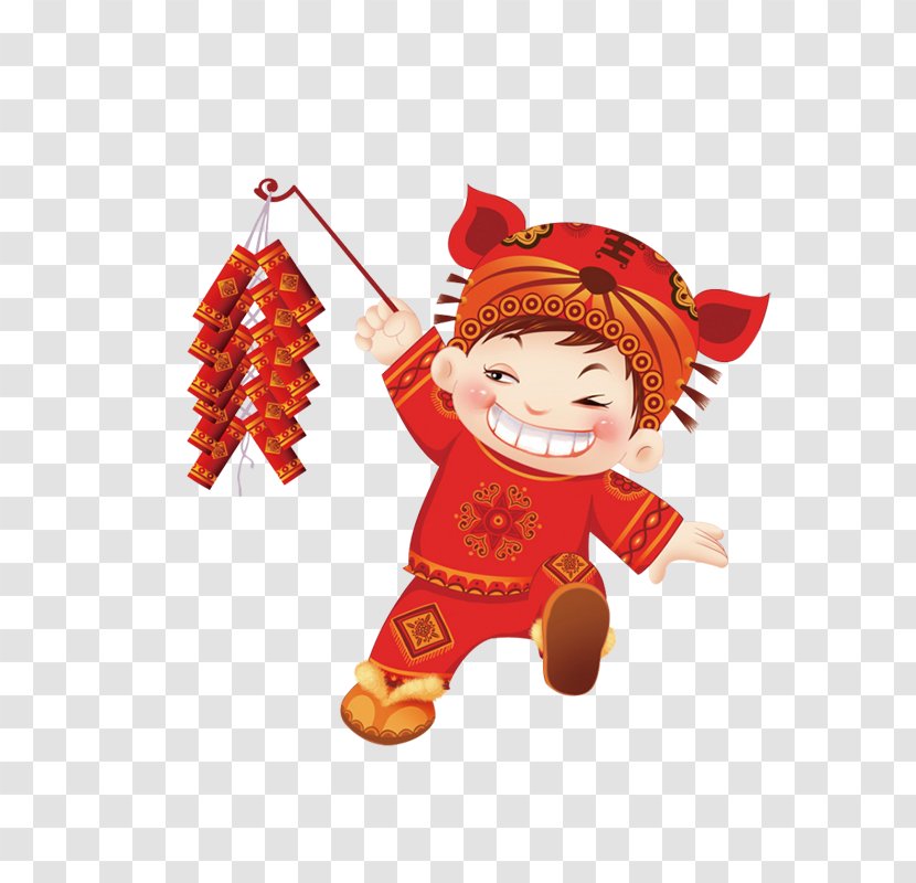 China Chinese New Year Firecracker Oudejaarsdag Van De Maankalender Child - Year-related Material Transparent PNG