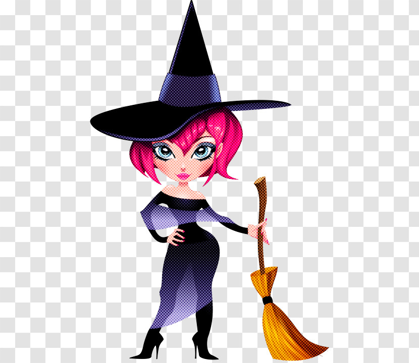 Witch Hat Cartoon Broom Costume Hat Hat Transparent PNG