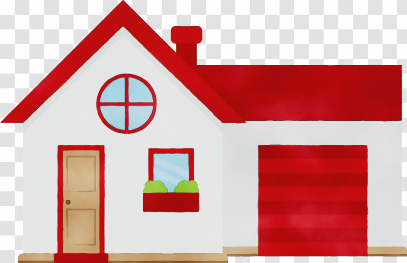 Red Property House Home Line Transparent PNG