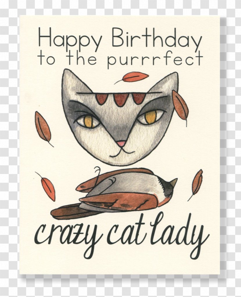 Cat Lady Greeting & Note Cards Birthday Cake Happy To You - Cartoon Transparent PNG