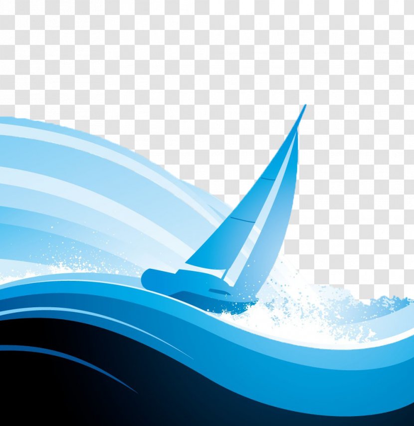 Euclidean Vector Ocean - Sailboat - The Boat In Wind And Waves Transparent PNG