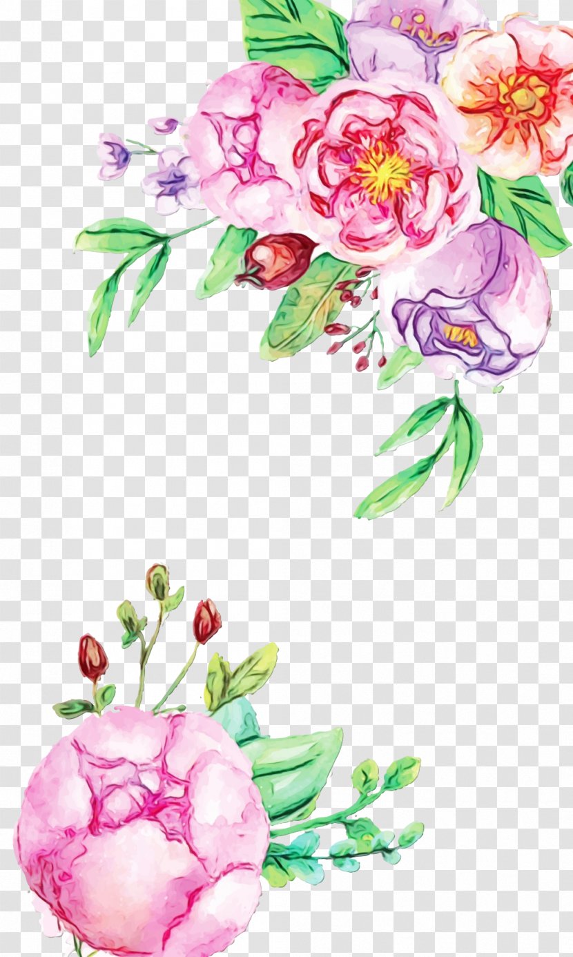 Watercolor Painting Floral Design Rose Flower - Chinese Peony Transparent PNG