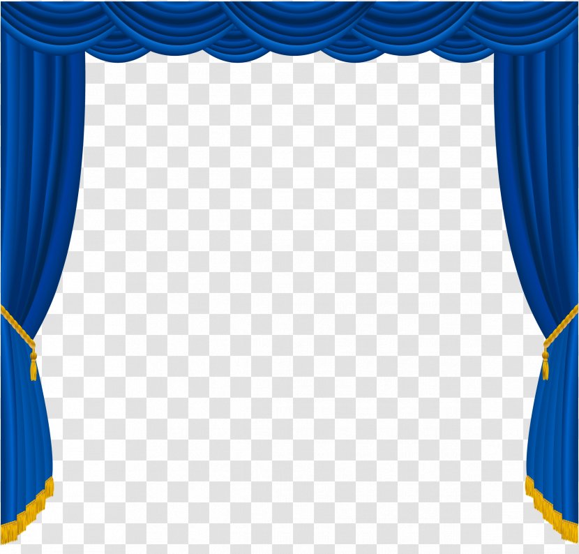 Window Curtain Clip Art - Theater Drapes And Stage Curtains - Transparent Blue Decor Clipart Transparent PNG