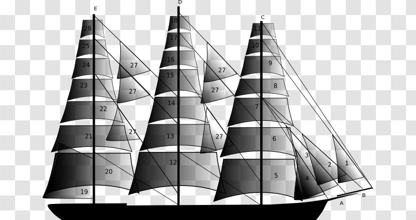 Clipper Rigging Sailing Ship - Square Rig - Sail Transparent PNG