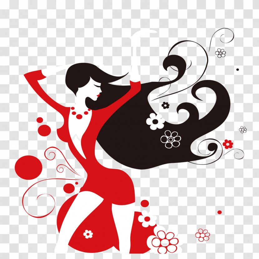 Drawing Woman Graphic Arts Lady - Frame - Long Hair Beauty Transparent PNG