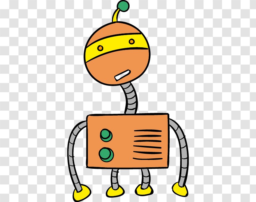Robot Internet Bot Clip Art - Child - Vector Orange Cartoon Surprise Transparent PNG