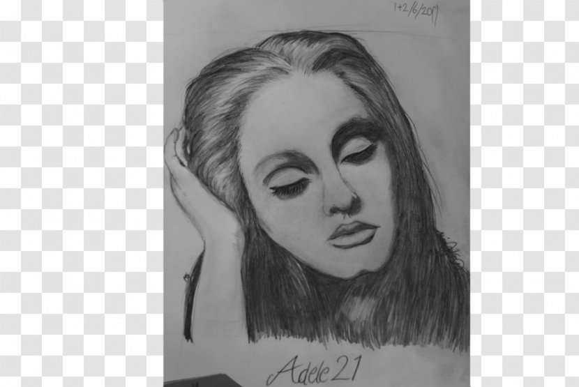 Adele Portrait Black And White Drawing Art - Tree Transparent PNG