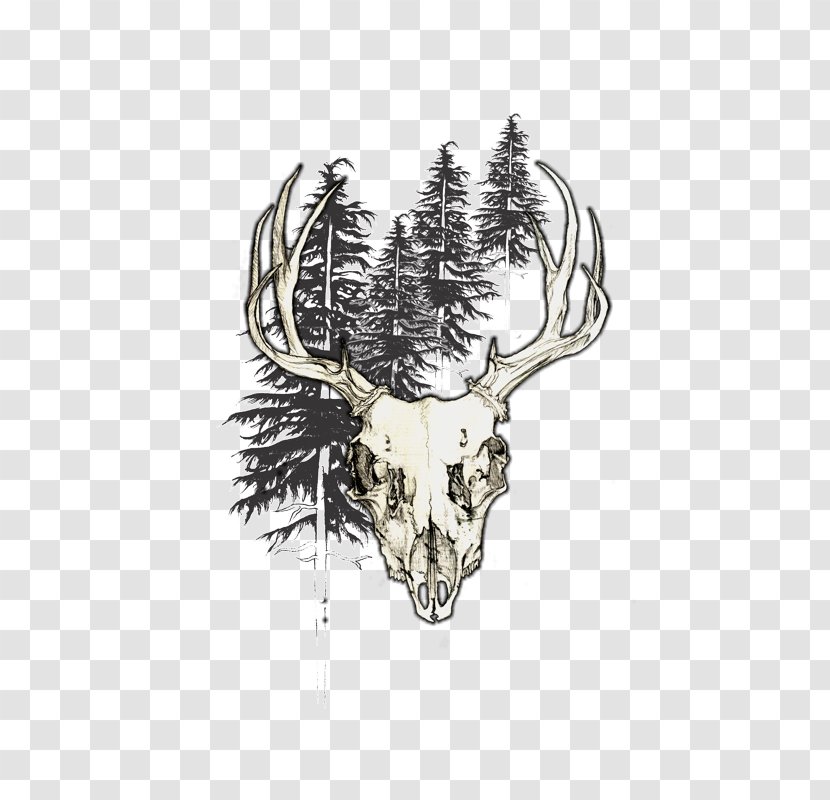 Deer Design By Humans /m/02csf Antler - Tshirt - Skull Transparent PNG