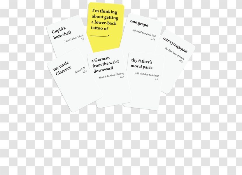 Shakespeare's Plays Card Game Playing Bard Party - Text - Midsummer Transparent PNG