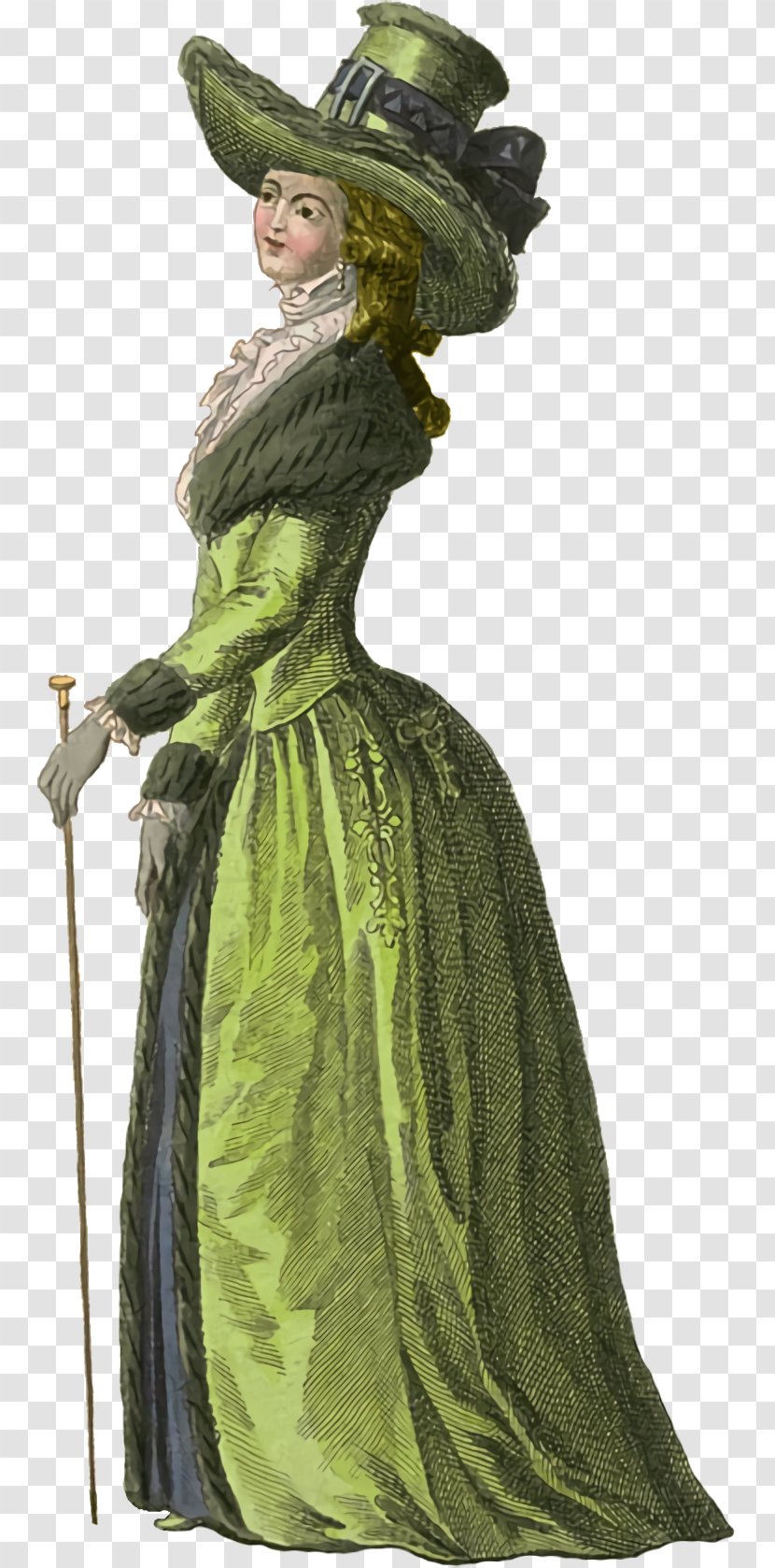 Costume Design Green Victorian Fashion Standing - Figurine - Outerwear Transparent PNG