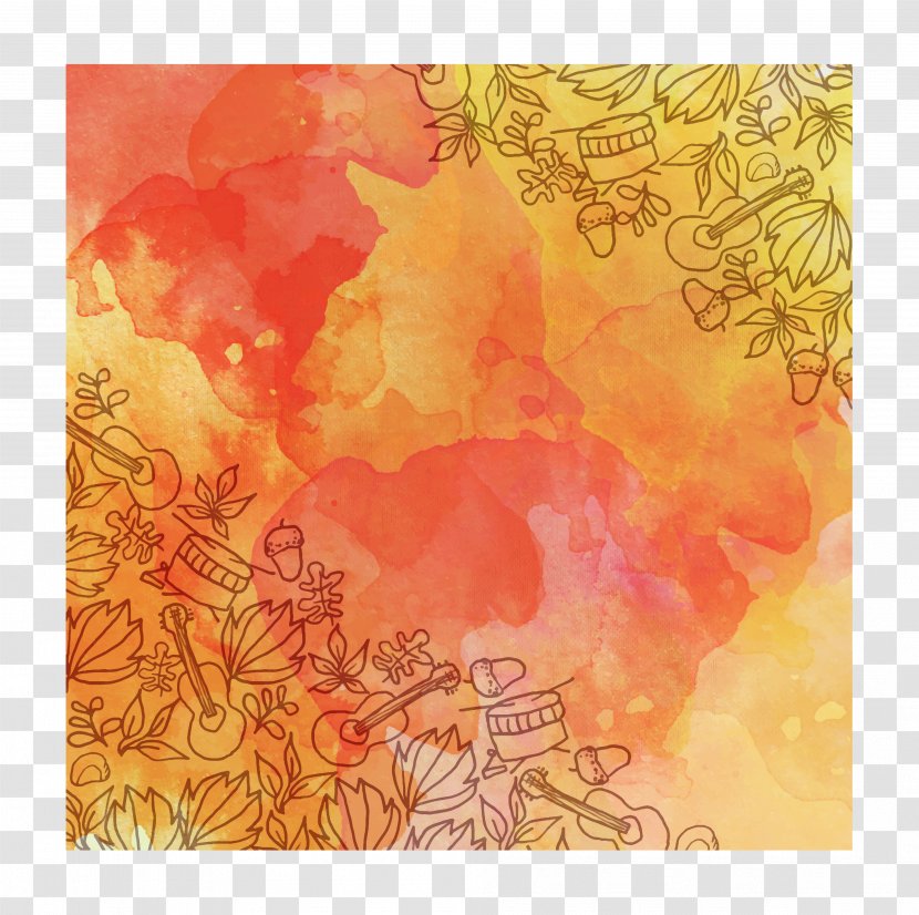 Download Drawing Computer File - Texture - Hand-painted Cartoon Autumn Background Transparent PNG