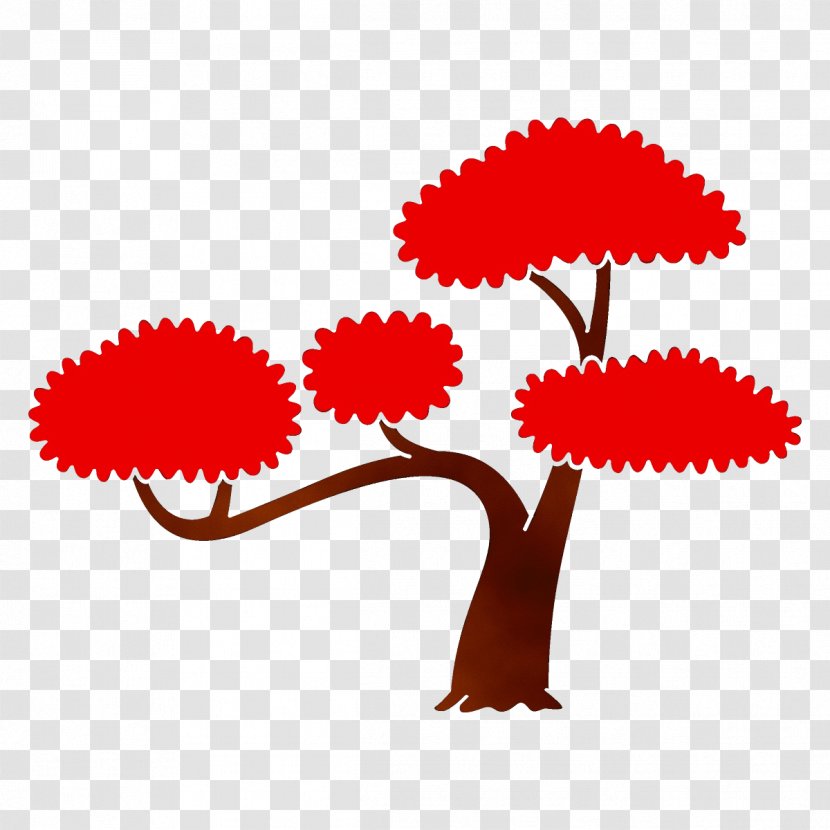 Red Clip Art Tree Plant Flower - Stem Transparent PNG