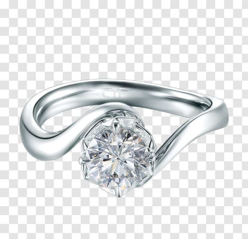 Engagement Ring Chow Tai Fook Diamond Wedding - Platinum Transparent PNG