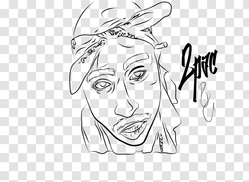 Drawing Murder Of Tupac Shakur Black And White Sketch - Heart - Cartoon Transparent PNG