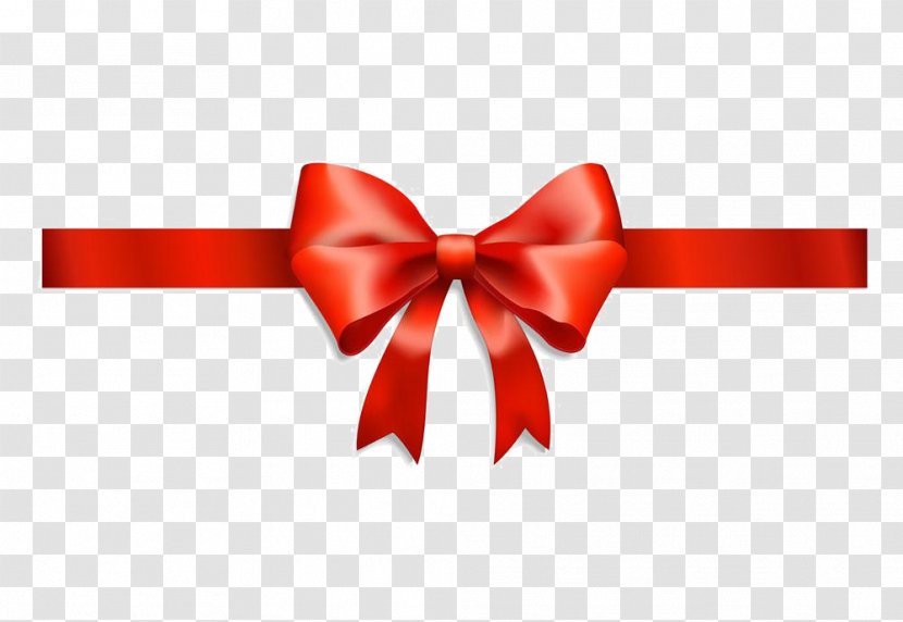 Ribbon Gift Wrapping Illustration - Royaltyfree - Cartoon Red Bow Transparent PNG