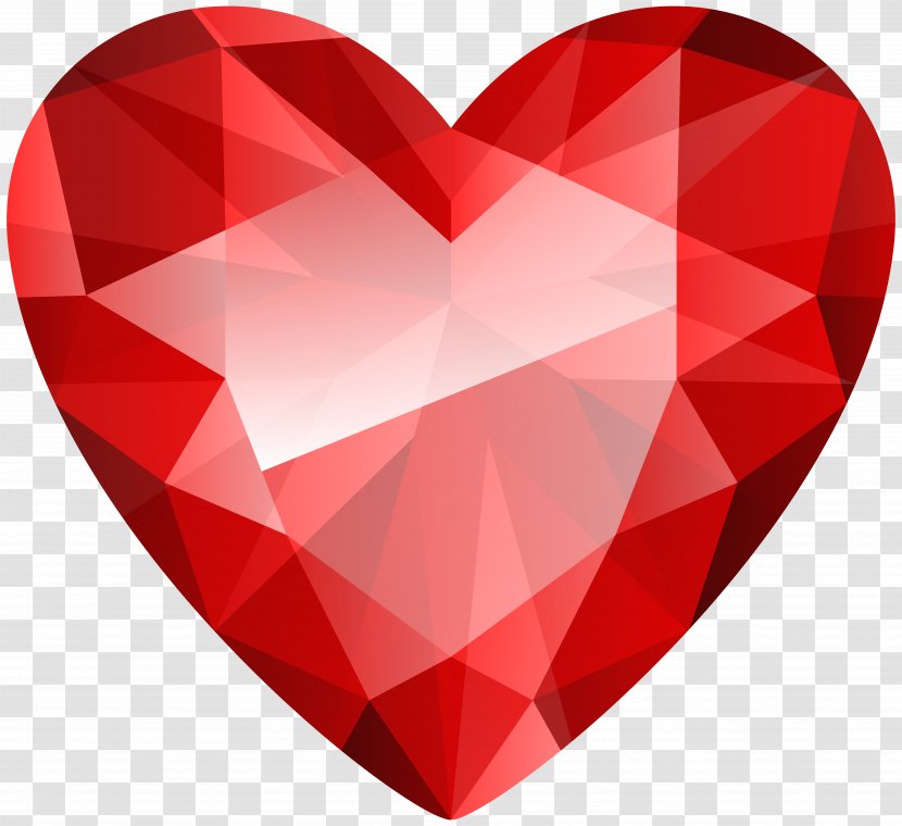Diamond Color Clip Art - Red - Crystal Heart Transparent PNG